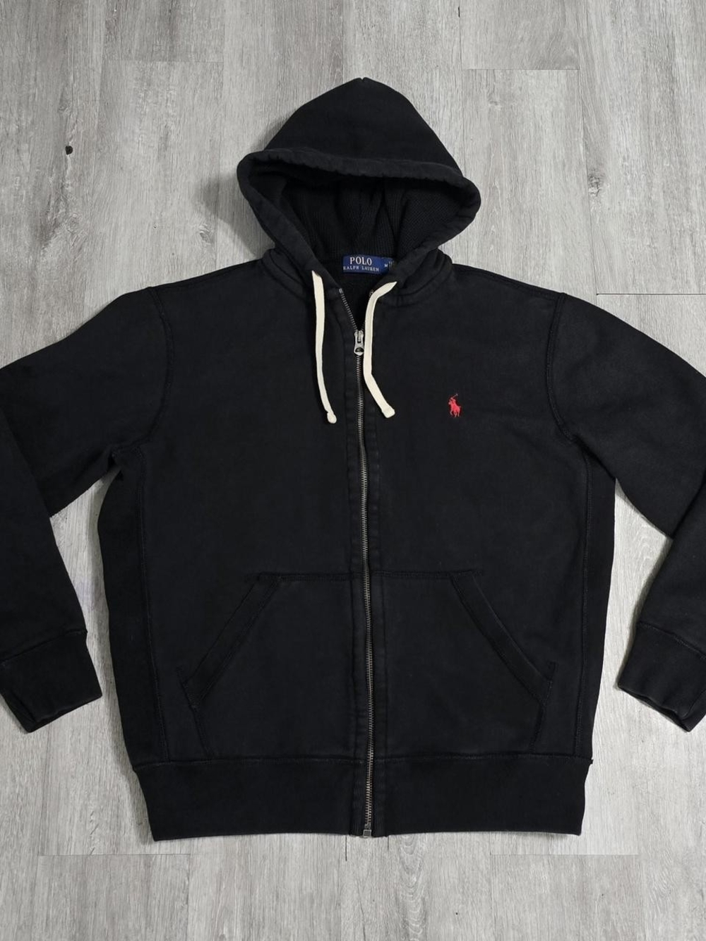 Polo Ralph Lauren Hoodie Mens Black Full Zip Fleece Sweatshirt Pony Logo
